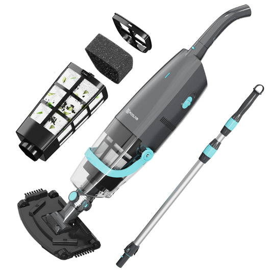 Cordless Handheld Pool Vacuum, Rechargeable Pool Cleaner with 18.5 Gal/Min Suction, 60 Min Runtime, Dual-Phase Cleaning System, Ideal for Above Ground Pools, Spas, Hot Tubs, Black