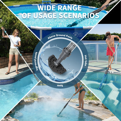 3 in 1 Handheld Spa Hot Tub Vacuum- Cordless Above Ground Pool Cleaner with 3 Brush Heads, 90 Mins Running Time, 13.2 Gallons/Min Powerful Suction, Ideal for Cleaning Debris and Sand Underwater,Black
