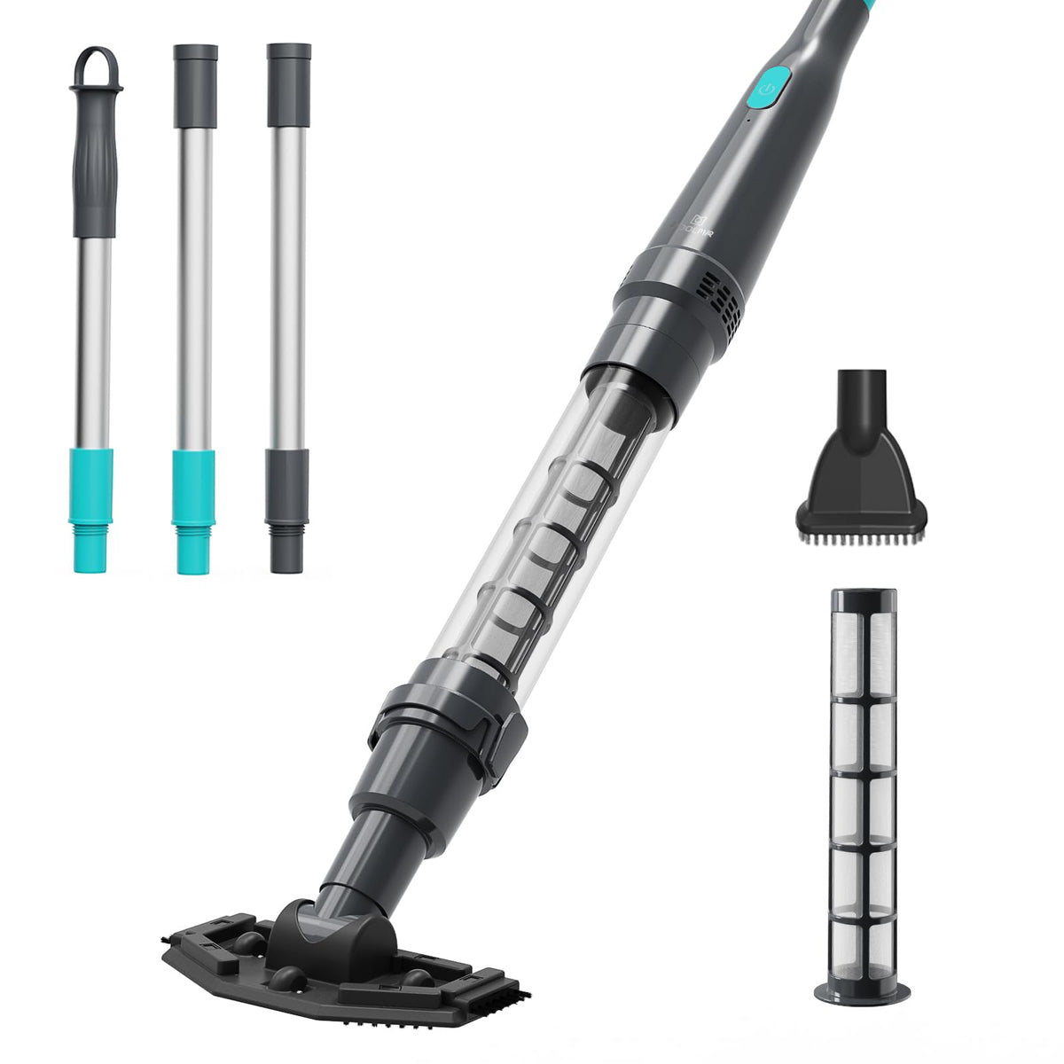 Handheld Spa-Whirlpool-Sauger – kabelloser kleiner Aufstellpoolreiniger mit 2 Bürstenköpfen, 90 Min. Laufzeit, 45 Liter/Min. starker Saugleistung, ideal zum Reinigen von Schmutz und Sand unter Wasser, Schwarz