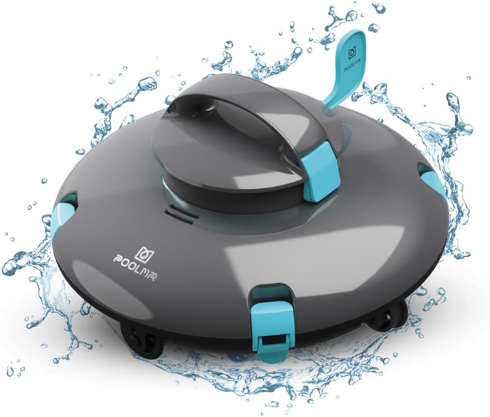 PoolMr Cordless Robotic Pool Cleaner Turtles- Above Ground Pool Vacuum - 15Kpa Strong Suction, 52 Ft/Min Speed, Dual-Motor, Self-Parking, Ideal for Flat Swimming Pools