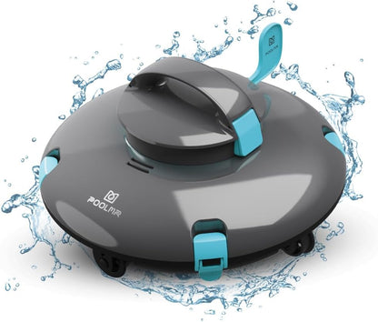 PoolMr Cordless Robotic Pool Cleaner Turtles- Above Ground Pool Vacuum - 15Kpa Strong Suction, 52 Ft/Min Speed, Dual-Motor, Self-Parking, Ideal for Flat Swimming Pools