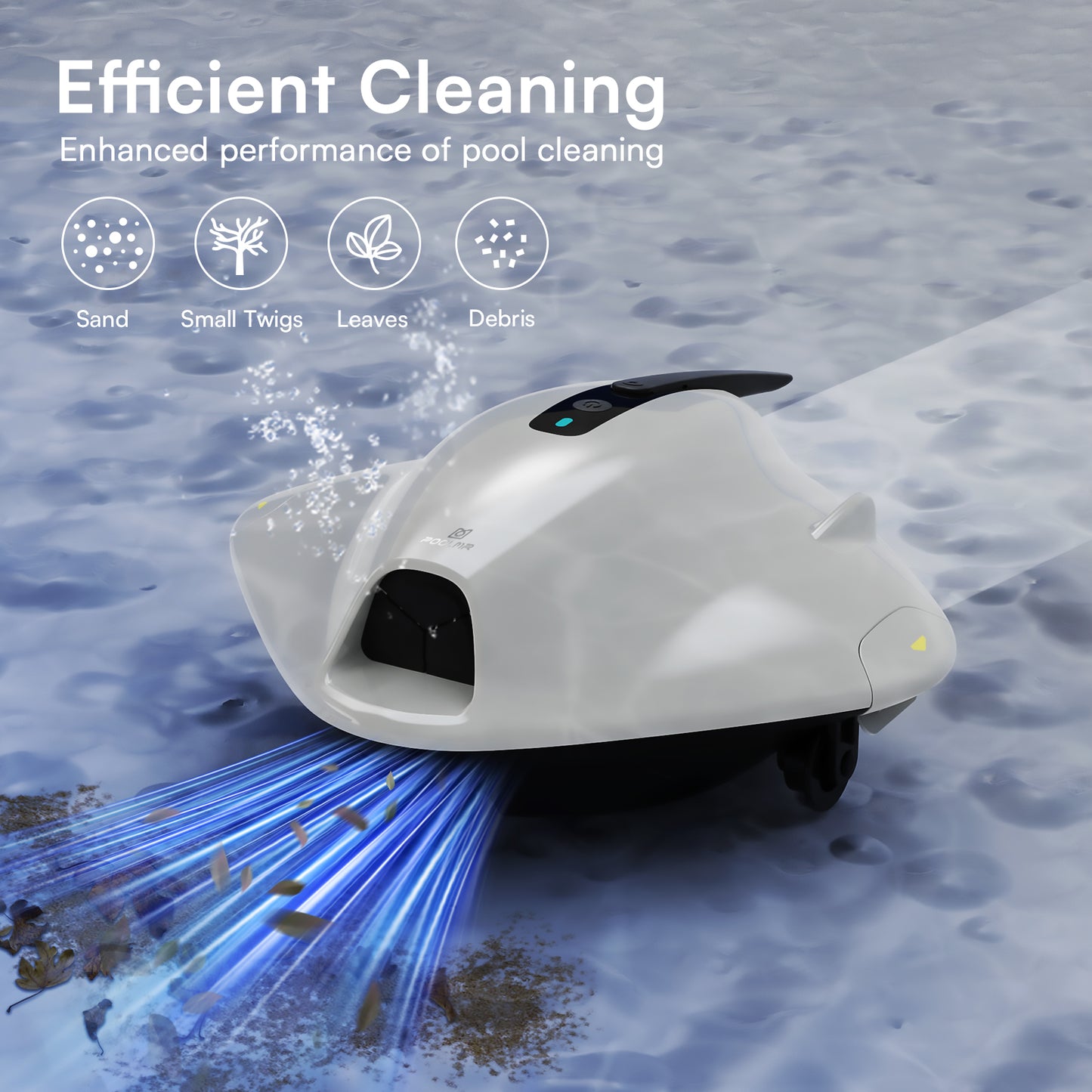 Cordless Robotic Pool Cleaner - Above Ground Pool Vacuum Robot - 40W Strong Suction, Dual Cleaning System, Barrier Crossing, 120-Min Runtime Up to 1614 Sq for Above Ground Pools, Grayish White