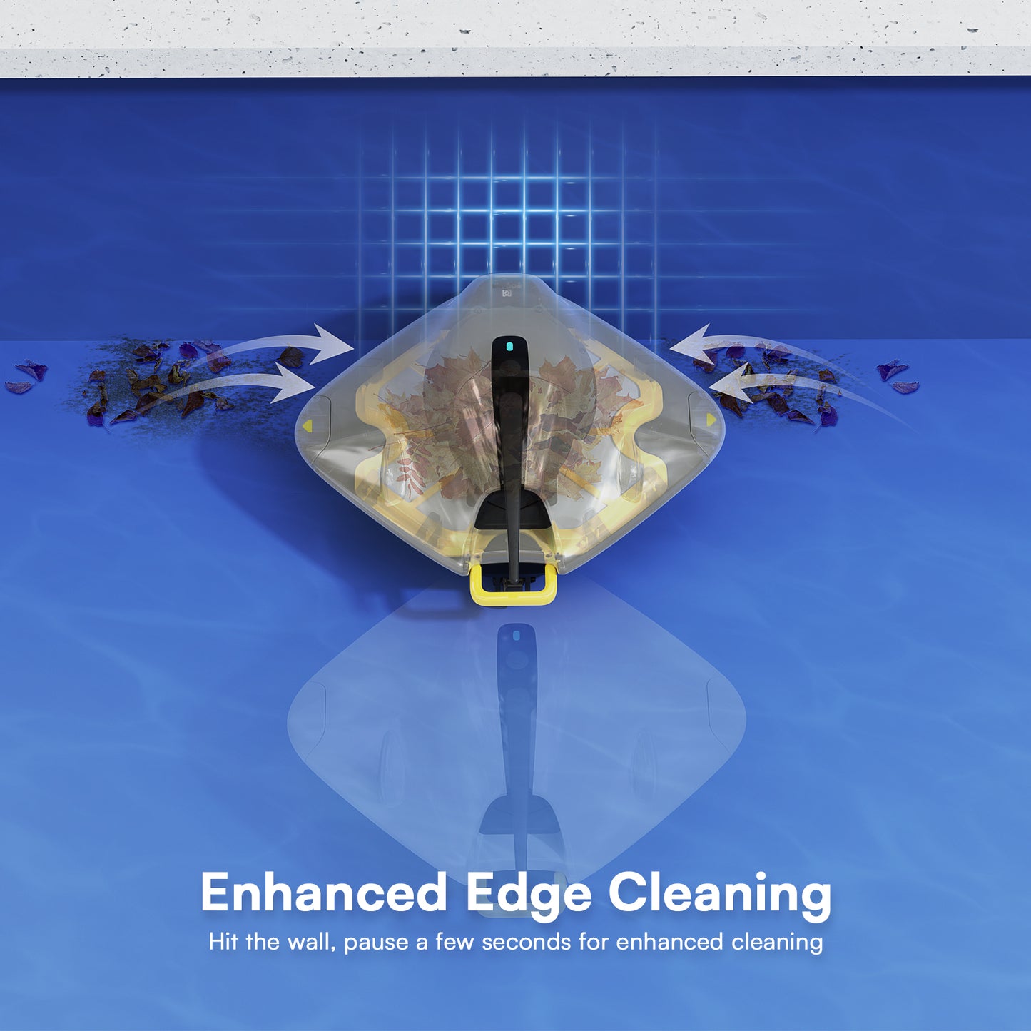 Cordless Robotic Pool Cleaner - Above Ground Pool Vacuum Robot - 40W Strong Suction, Dual Cleaning System, Barrier Crossing, 120-Min Runtime Up to 1614 Sq for Above Ground Pools, Grayish White