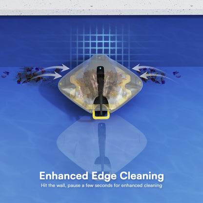 Cordless Robotic Pool Cleaner - Above Ground Pool Vacuum Robot - 40W Strong Suction, Dual Cleaning System, Barrier Crossing, 120-Min Runtime Up to 1614 Sq for Above Ground Pools, Grayish White