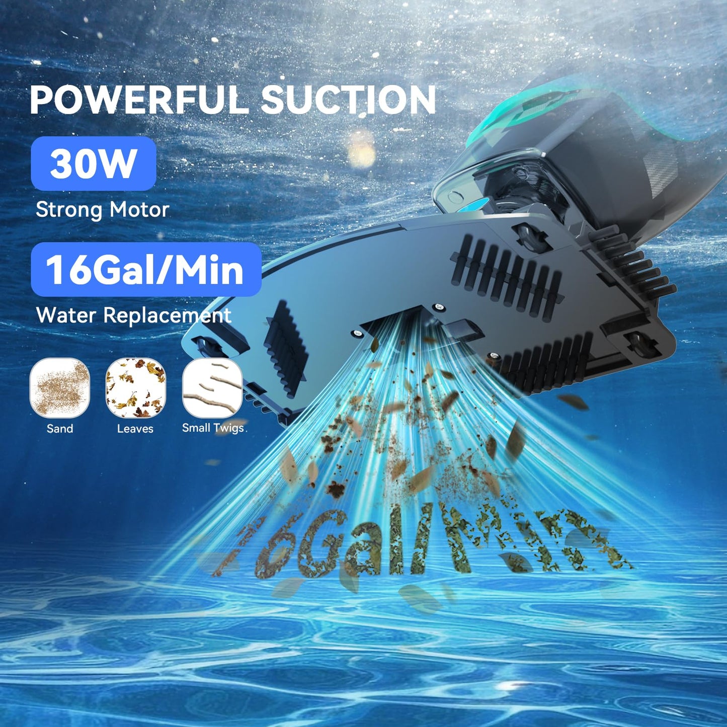 Cordless Handheld Pool Vacuum, Rechargeable Pool Cleaner with 18.5 Gal/Min Suction, 60 Min Runtime, Dual-Phase Cleaning System, Ideal for Above Ground Pools, Spas, Hot Tubs, Black