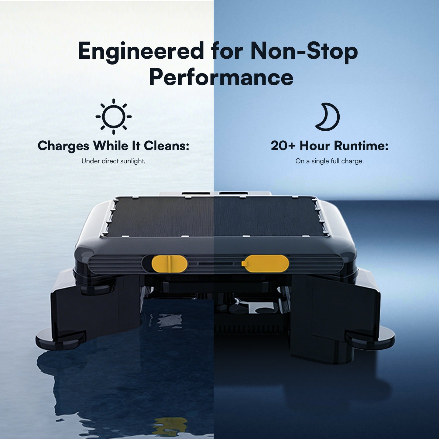 Solar Pool Skimmer, 25H+ Runtime Robotic Pool Surface Cleaner with Dual Solar & AC Charging, IPX8 Waterproof, 6L Filter, APP Control for Residential Pools