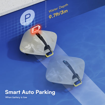 Cordless Robotic Pool Cleaner - Above Ground Pool Vacuum Robot - 40W Strong Suction, Dual Cleaning System, Barrier Crossing, 120-Min Runtime Up to 1614 Sq for Above Ground Pools, Grayish White