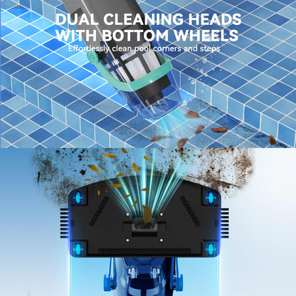 Cordless Handheld Pool Vacuum, Rechargeable Pool Cleaner with 18.5 Gal/Min Suction, 60 Min Runtime, Dual-Phase Cleaning System, Ideal for Above Ground Pools, Spas, Hot Tubs, Black