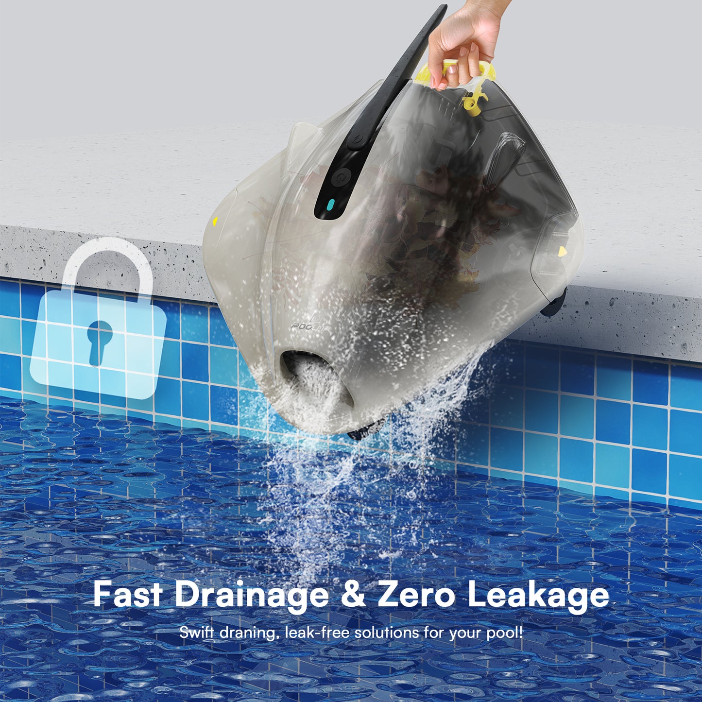 Cordless Robotic Pool Cleaner - Above Ground Pool Vacuum Robot - 40W Strong Suction, Dual Cleaning System, Barrier Crossing, 120-Min Runtime Up to 1614 Sq for Above Ground Pools, Grayish White