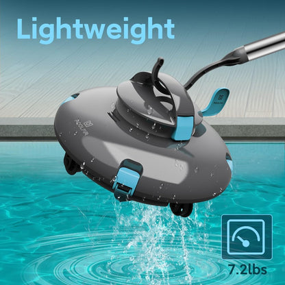 PoolMr Cordless Robotic Pool Cleaner Turtles- Above Ground Pool Vacuum - 15Kpa Strong Suction, 52 Ft/Min Speed, Dual-Motor, Self-Parking, Ideal for Flat Swimming Pools