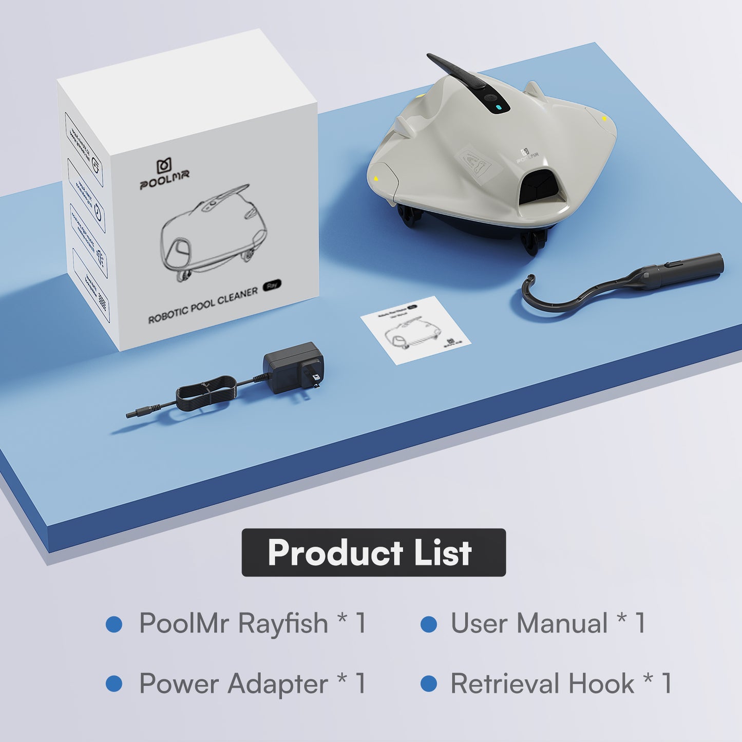 Cordless Robotic Pool Cleaner - Above Ground Pool Vacuum Robot - 40W Strong Suction, Dual Cleaning System, Barrier Crossing, 120-Min Runtime Up to 1614 Sq for Above Ground Pools, Grayish White